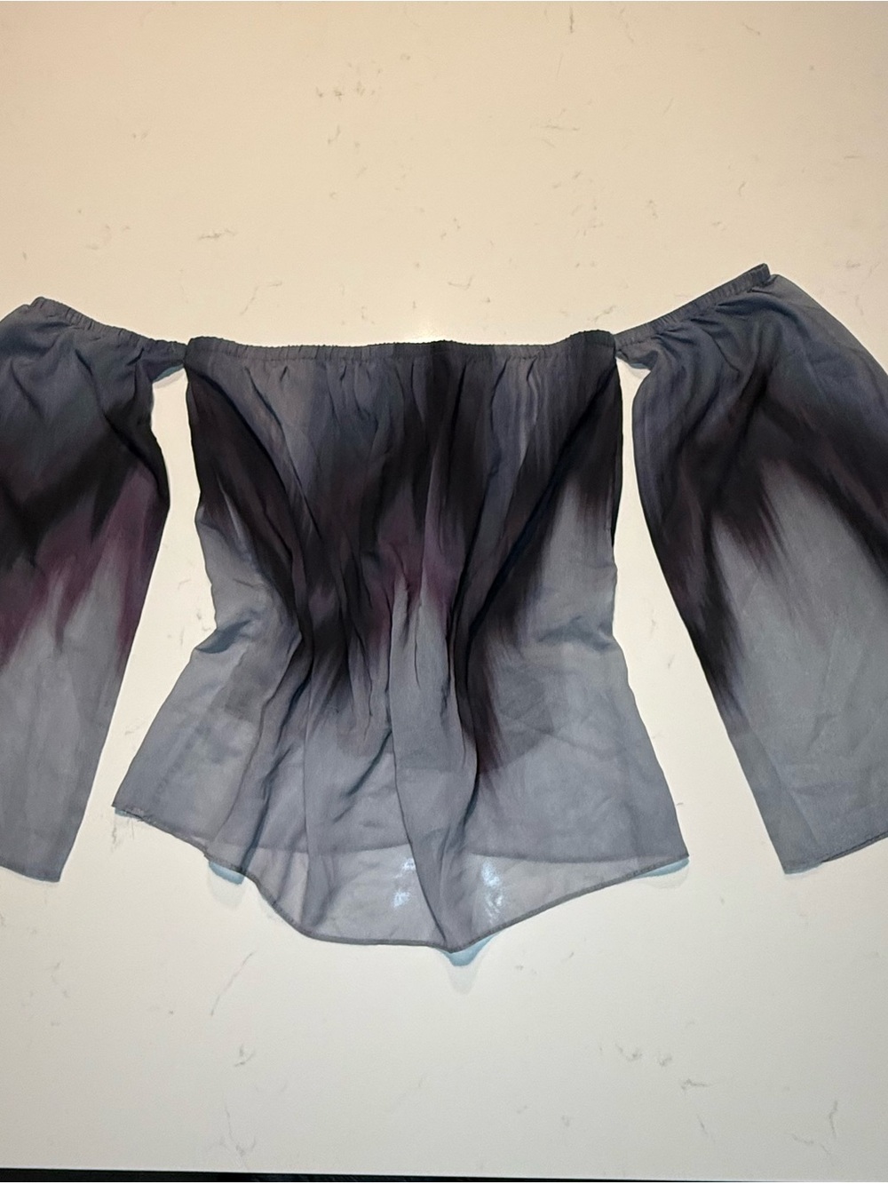 Off-Shoulder Gray Ombre Blouson Top